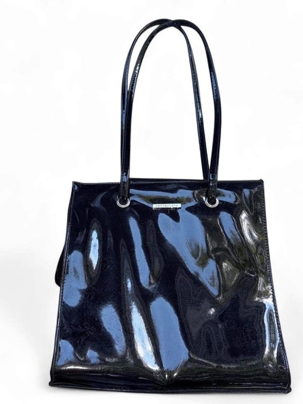 Connections Black Patent Tote